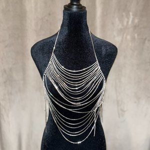 ZARA WOMAN NWT FA22 RHINESTONE SPARKLY TOP SILVER ONE SIZE 1758/704